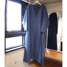 画像1: 【08Mab】9番手リネン配色パッカリングワンピース (1)