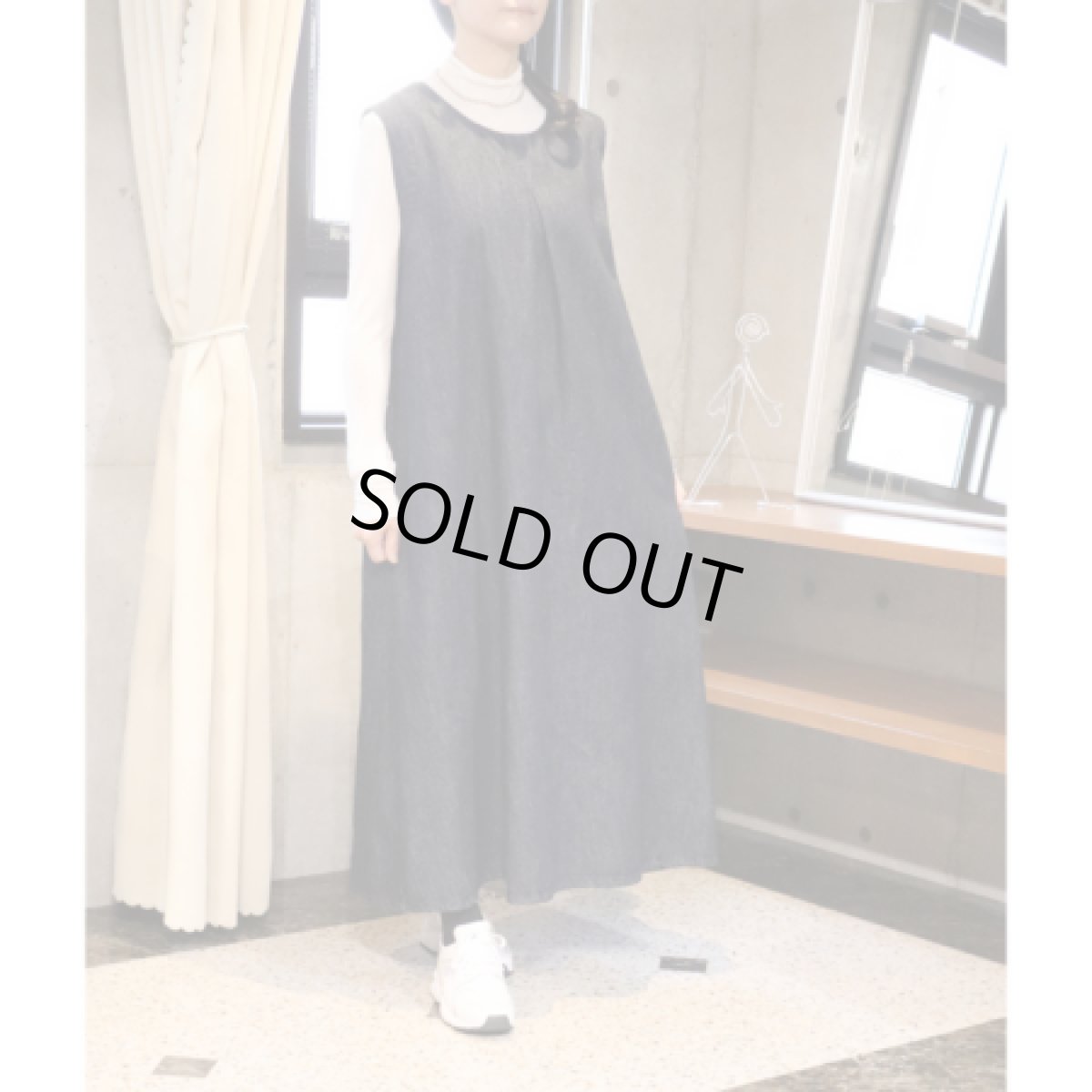 画像1: 20％OFF SALE【08Mab】綿麻デニムジャンパースカート (1)