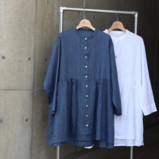 画像1: 【08Mab】21番手リネンウエストギャザーチュニック (1)