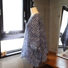 画像5: 【NARU FACTORY】60ローンリップルチェック＆ストライプ ゆったりブラウス (5)