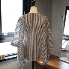 画像12: 【NARU FACTORY】60ローンリップルチェック＆ストライプ ゆったりブラウス (12)