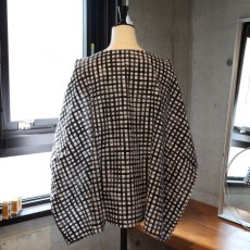 画像10: 【NARU FACTORY】60ローンリップルチェック＆ストライプ ゆったりブラウス (10)