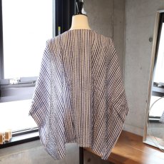 画像11: 【NARU FACTORY】60ローンリップルチェック＆ストライプ ゆったりブラウス (11)