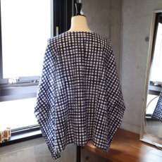 画像9: 【NARU FACTORY】60ローンリップルチェック＆ストライプ ゆったりブラウス (9)