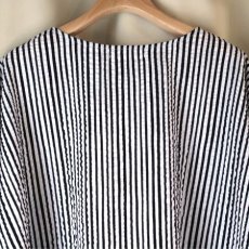画像21: 20%OFF SALE【NARU FACTORY】60ローンリップルチェック＆ストライプ ゆったりブラウス (21)