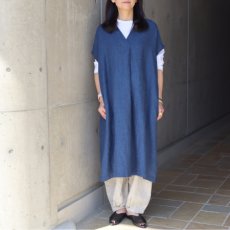 画像3: 20%OFF SALE【08Mab】9番手リネンセンタータックノースリーブワンピース (3)