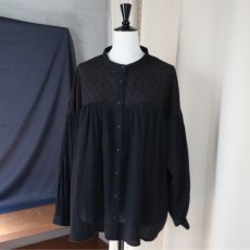 画像7: 【ista-ire】異素材切替ギャザーブラウス (7)