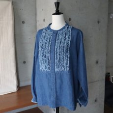 画像11: 【ista-ire】綿麻甘撚りデニム　フリンジシャツ (11)