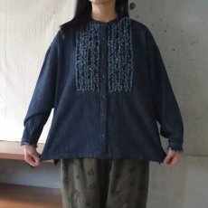 画像3: 【ista-ire】綿麻甘撚りデニム　フリンジシャツ (3)