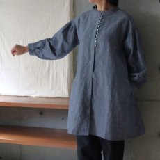 画像1: 【08Mab】コットンリネンオックス多ボタンチュニック (1)