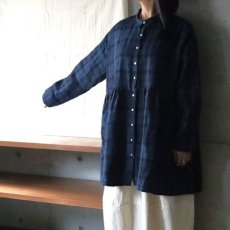 画像3: 【08Mab】シャツ襟ギャザー切り替えチュニック (3)