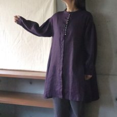 画像2: 【08Mab】リネン多ボタン比翼チュニック (2)