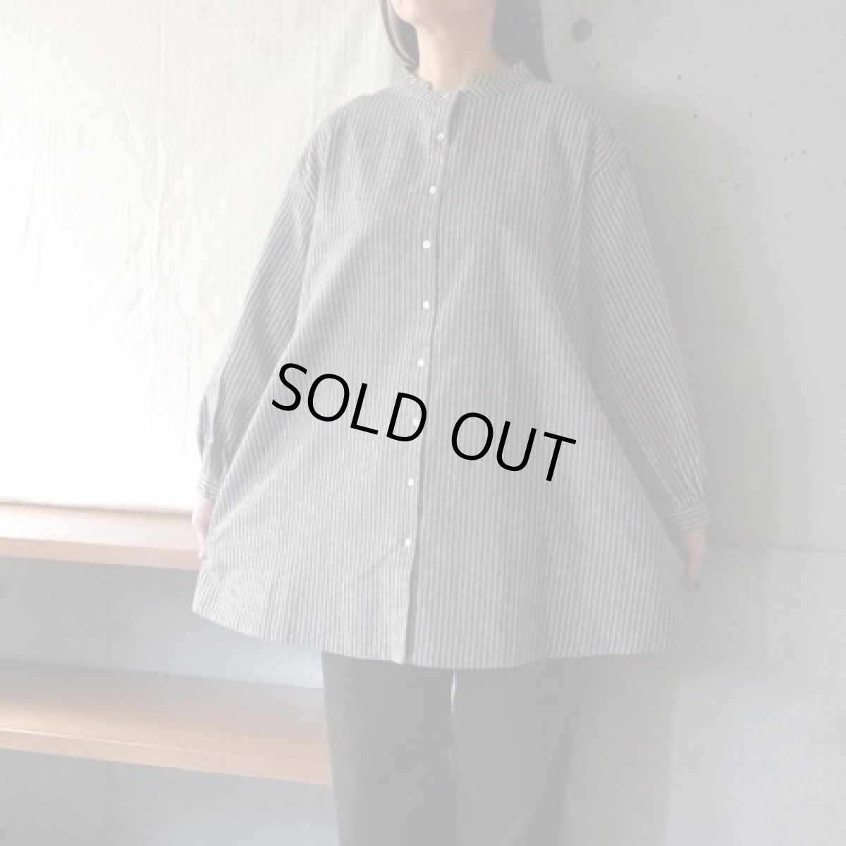 画像2: 20％OFF SALE【Sorte cuff】リネンコットンストライプチュニック (2)