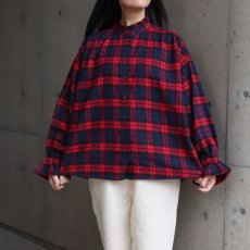 画像2: 【ista-ire】起毛チェックフリルカラーブラウス (2)