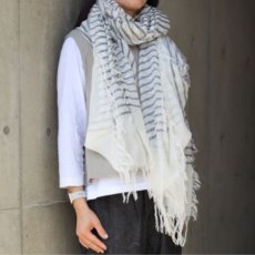 画像1: 【Crescendo Yonezawa】シルク混ボーダーストール (1)