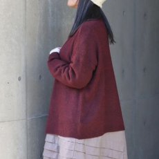 画像2: 30%OFF SALE【08Mab】キャメル重ね風ニットプルオーバー (2)