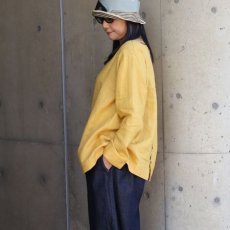 画像2: 【08Mab】14番手リネン前後着ノーカラーブラウス (2)