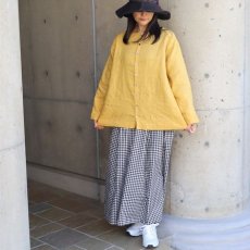 画像8: 【08Mab】14番手リネン前後着ノーカラーブラウス (8)