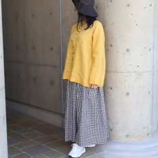 画像10: 【08Mab】14番手リネン前後着ノーカラーブラウス (10)