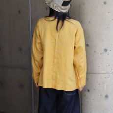 画像3: 【08Mab】14番手リネン前後着ノーカラーブラウス (3)