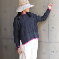 画像2: 【NARU FACTORY】Hidamari cttn ワイドリブバイカラーコモドニット (2)