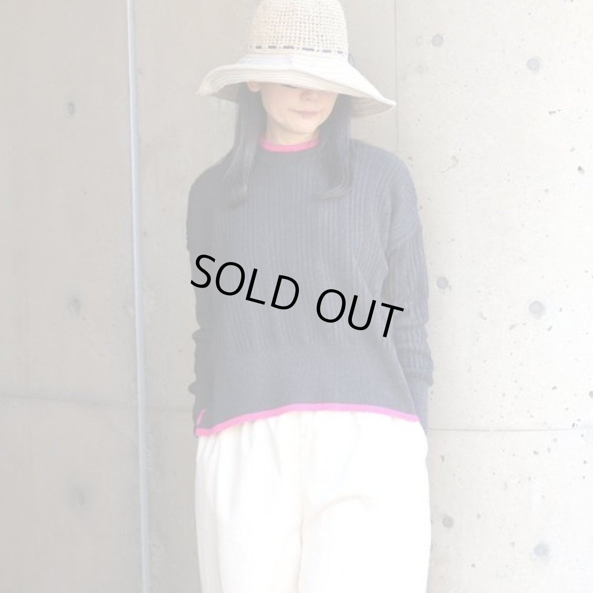 画像1: 【NARU FACTORY】Hidamari cttn ワイドリブバイカラーコモドニット (1)