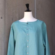 画像27: 【08Mab】14番手リネン前後着ノーカラーブラウス (27)