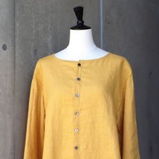 画像15: 【08Mab】14番手リネン前後着ノーカラーブラウス (15)