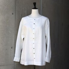 画像20: 【08Mab】14番手リネン前後着ノーカラーブラウス (20)