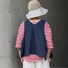 画像6: 【ista-ire】6.5oz甘撚りデニム　サイドリボン2WAYベスト (6)