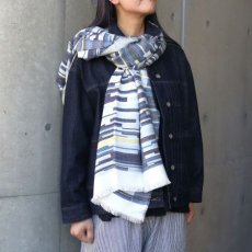 画像1: 【Crescendo Yonezawa】シルクウールパネルジャカードストール (1)