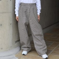 画像2: 【NARU FACTORY】綿麻チェックノッポパンツ (2)