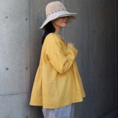画像2: 【08Mab】14番手リネン前あきタックブラウス (2)