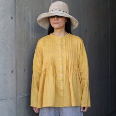 画像1: 【08Mab】14番手リネン前あきタックブラウス (1)