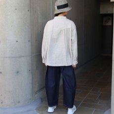 画像8: 【08Mab】14番手リネンアシンメトリー切り替えシャツ襟ブラウス (8)