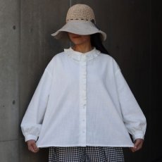 画像1: 【ista-ire】綿麻サンドウォッシュ　フリルカラーブラウス (1)