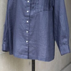 画像17: 【08Mab】14番手リネンアシンメトリー切り替えシャツ襟ブラウス (17)