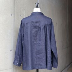 画像19: 【08Mab】14番手リネンアシンメトリー切り替えシャツ襟ブラウス (19)