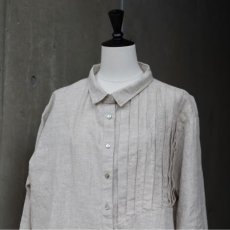 画像11: 【08Mab】14番手リネンアシンメトリー切り替えシャツ襟ブラウス (11)