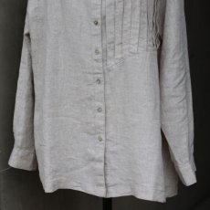 画像12: 【08Mab】14番手リネンアシンメトリー切り替えシャツ襟ブラウス (12)