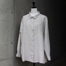 画像10: 【08Mab】14番手リネンアシンメトリー切り替えシャツ襟ブラウス (10)