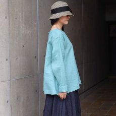 画像11: 【08Mab】14番手リネン前後着ノーカラーブラウス (11)
