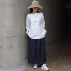 画像6: 【08Mab】14番手リネン前後着ノーカラーブラウス (6)