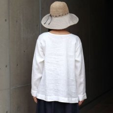 画像3: 【08Mab】14番手リネン前後着ノーカラーブラウス (3)