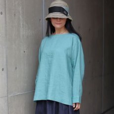 画像10: 【08Mab】14番手リネン前後着ノーカラーブラウス (10)