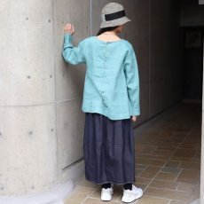 画像17: 【08Mab】14番手リネン前後着ノーカラーブラウス (17)