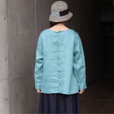 画像12: 【08Mab】14番手リネン前後着ノーカラーブラウス (12)