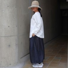 画像9: 【08Mab】14番手リネン前後着ノーカラーブラウス (9)