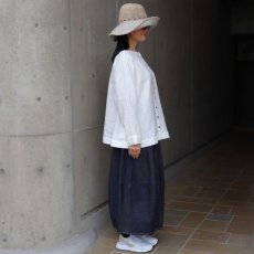 画像7: 【08Mab】14番手リネン前後着ノーカラーブラウス (7)