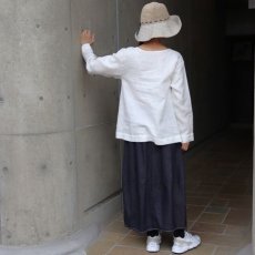 画像8: 【08Mab】14番手リネン前後着ノーカラーブラウス (8)